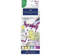 Faber castell marcador de bocetos goldfaber doble punta fina/pincel set 6 kawaii c/surtidos