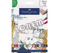 Faber-Castell Goldfaber Sketch Marker 164712 - Estuche de 12 Rotuladores para bocetos - Colores Surtidos - Punta de pincel y Punta Fina