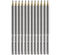 Faber-Castell Grip 2001 Lápices en paquete de 6, dureza: HB, color del cuerpo: tonos plateado argento HB