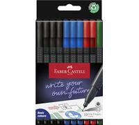 Faber-Castell Rotuladores Grip Finepen Office 151691 – Set de 10, 0,4 mm, negro/azul/rojo/verde