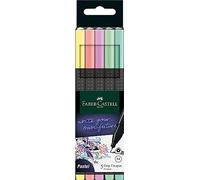 Faber-Castell Rotulador punta fina Grip Finepen 151602, punta de fibra 0,4 mm, 5 uds, colores pastel