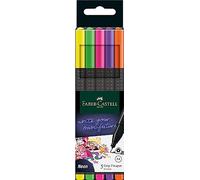 Faber-Castell Rotulador de punta fina Grip Finepen 151603 – Punta de fibra 0,4 mm, 5 unidades, neón