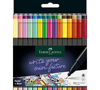 Faber-Castell Rotuladores 151630, Caja 30, Punta fina 0,4 mm, Agarre ergonómico, Colores vibrantes