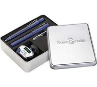 Faber-Castell Gripset 201506 Juego 2011, estilográfica con empuñadura, pluma tamaño M, bolígrafo, incluye tinta y convertidor, color azul