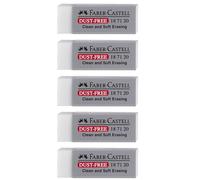 Faber-Castell - Juego de 5 gomas plástico Dust-free sin PVC 62 x 22 x 13 mm gris