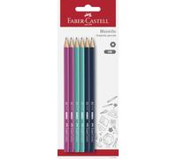 FABER-CASTELL - Juego de lápices, 6 unidades, grado de dureza HB | Lápices HB resistentes a la rotura para niños y adultos, para escribir y dibujar