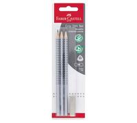 FABER-CASTELL - Juego de lápices Grip 2001, de 4 piezas | Con 3 lápices de grado de dureza HB y 1 goma de borrar, set de escritura para niños y adultos
