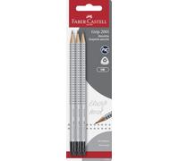 FABER-CASTELL - Juego lápices Grip 2001 HB con goma de borrar, 3 piezas | Lápices de madera HB resistentes a la rotura con goma de borrar integrada, juego de escritura para niños y adultos