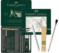 Faber-Castell Juego Pitt Graphite en estuche de metal, 19 + 3 unidades (incluye lápiz goma con pincel, difumino y afilador de minas)