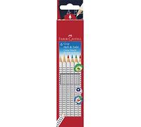 Faber-Castell 113210 - Lápices de colores para cuaderno y pizarra (6 unidades), colores: blanco, amarillo, rojo, azul, verde y marrón