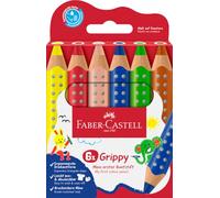 Faber-Castell Lápices de colores Grippy 110630 – Jumbo triangular, lavables, mina 10 mm, 6 lápices
