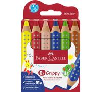 Faber-Castell Lápices de colores Grippy 110630 – Jumbo triangular, lavables, mina 10 mm, 6 lápices