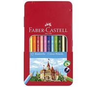 Faber-Castell 115801 - Estuche de metal con 12 lápices de color Castillo, colores surtidos