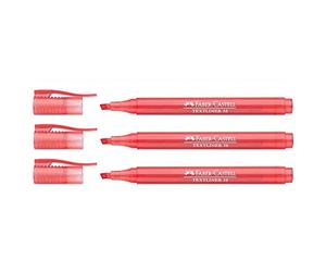 Faber-Castell Lot de 3 Surligneurs TEXTLINER 38, rouge