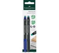 FABER-CASTELL Multimark 156295 - Rotulador permanente, grosor F, 2 unidades, azul y negro