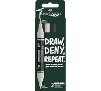 Faber-Castell Multimark - Rotulador doble acrílico, juego de 2 colores negro/blanco, suministros de juego de arte, marcador acrílico a base de agua, doble extremo, punta gruesa y fina, marcadores
