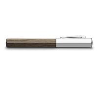 Faber-Castell Ondoro - Pluma estilográfica con cuerpo en madera de roble ahumado con forma hexagonal, plumín de acero inoxidable trazo F, color marrón