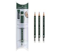 Faber-Castell Perfect Pencil Castell 9000 y recambio de lápiz de 3 unidades, lápiz de mina #2, sacapuntas y extensor de lápiz (paquete de 1)