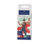 Faber-Castell Pluma fuente 267196 – 6 piezas multicolor, tinta a base de pigmentos, ampolla