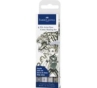 FABER-CASTELL 267195 - Rotuladores Pitt Artist Pen Brush, Comic Shading Set, 4 unidades, juego de rotuladores pincel