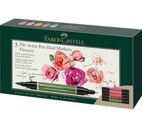 Faber-Castell Pitt Artist Pen Dual Marker - Rotulador de tinta (5 unidades), diseño de flores