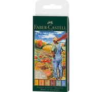 FABER-CASTELL - Pitt Artist Pen Otoño, 6 colores | Tinta de dibujo resistente al agua y a la luz, rotuladores pincel para ilustraciones otoñales