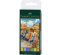 FABER-CASTELL - Pitt Artist Pen Summer Vibes, 6 colores | Tinta de dibujo resistente al agua y a la luz, rotuladores pincel para proyectos creativos veraniegos