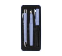 Faber-Castell Set de escritura Poly Pen 241051 – Pluma trazo B + Bolígrafo XB Iris pálido