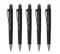 FABER-CASTELL - Portaminas Poly Matic negro de 0,7 mm, 5 unidades | Lápiz mecánico con avance automático de la mina para escribir con comodidad