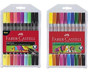 Faber-Castell - Rotulador Doble de Fibra, Estuche de 10 Unidades (10 Estándar + 10 Neón)