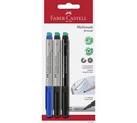FABER-CASTELL - Rotulador Multimark Permanent F, 3 colores | Tinta permanente para láminas, CD, cristal, plástico y metal