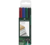 FABER-CASTELL - Rotulador Multimark Permanent F, 4 colores | Tinta permanente para láminas, CD, cristal, plástico y metal