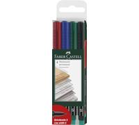 FABER-CASTELL - Rotulador Multimark Permanent S, 4 colores | Tinta permanente para láminas, CD, vidrio, plástico y metal
