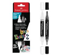 Faber Castell 285503 - Set 2 Marcadores Acrilicos Black Edition de Doble Punta Shake & Paint - Negro y Blanco