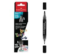 FABER-CASTELL - Rotuladores acrílicos Shake & Paint Black Edition, negro | Rotulador acrílico de doble punta (1 mm y 3 mm) para papel, madera, cristal, piedra y mucho más