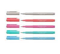 Faber-Castell - Rotuladores de punta fina Broadpen 0,8 mm (juego de 5 unidades), color pastel