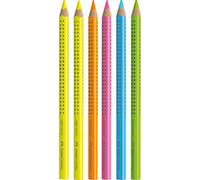 Faber-Castell - Rotuladores fluorescentes Jumbo Grip Neon Textliner, 2 x amarillo, verde, rosa, naranja y azul