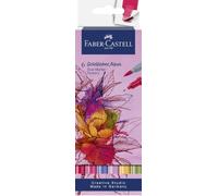 FABER-CASTELL - Rotuladores Goldfaber Aqua Dual con motivos florales | 6 Rotuladores Dual Marker diluibles en agua con punta de pincel y punta fina para acuarela y lettering
