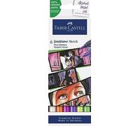 Faber-Castell Rotuladores de boceto Goldfaber Sketch Marker 164810 Estuche 6 punta pincel y fina
