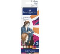 FABER-CASTELL - Rotuladores Goldfaber Sketch Manga, 6 colores | Rotuladores de alcohol de secado rápido con alta cobertura, punta de pincel y punta fina para ilustraciones y bocetos