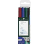 FABER-CASTELL - Rotuladores Multimark no permanentes M, 4 colores | Tinta borrable para láminas y superficies lisas