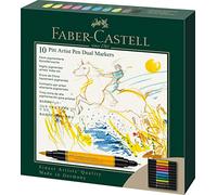 FABER-CASTELL - Rotuladores Pitt Artist Pen Dual Marker, 10 rotuladores | Tinta de dibujo resistente al agua y a la luz, con punta de pincel y punta de rotulador fino