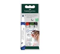 Faber-Castell Rotuladores para pizarra blanca W20 – Set 4, punta 2,25 mm, borrables, recargables