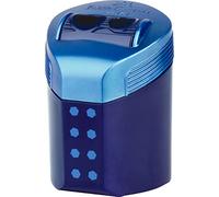 Faber-Castell Sacapuntas de doble agujero RollOn con puntos en tarjeta blíster, color negro o azul asignado al finalizar la compra