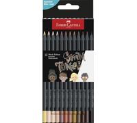 FABER-CASTELL - Set Black Edition, 12 lápices, tonos de piel | Lápices de colores brillantes para papel claro y oscuro con un trazo suave, resistentes a la rotura y ergonómicos