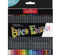 FABER-CASTELL - Set Black Edition, 24 lápices, estuche de cartón | Lápices de colores brillantes para papel claro y oscuro con un trazo suave, resistentes a la rotura y ergonómicos