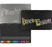 FABER-CASTELL - Set Black Edition, 36 lápices, estuche metálico | Lápices de colores brillantes para papel claro y oscuro con un trazo suave, resistentes a la rotura y ergonómicos