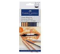 Faber-Castell Set de diseño Creative Studio - Goldfaber 2B, 3 pasteles y lápiz graso PITT, difumino