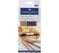 Faber-Castell Set de diseño Creative Studio - Goldfaber 2B, 3 pasteles y lápiz graso PITT, difumino