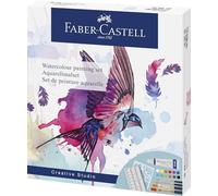 FABER-CASTELL - Set de acuarelas Creative Studio, 18 piezas | Con 12 tubos de pintura, 4 pinceles de acuarela, paleta de mezcla y plantilla
